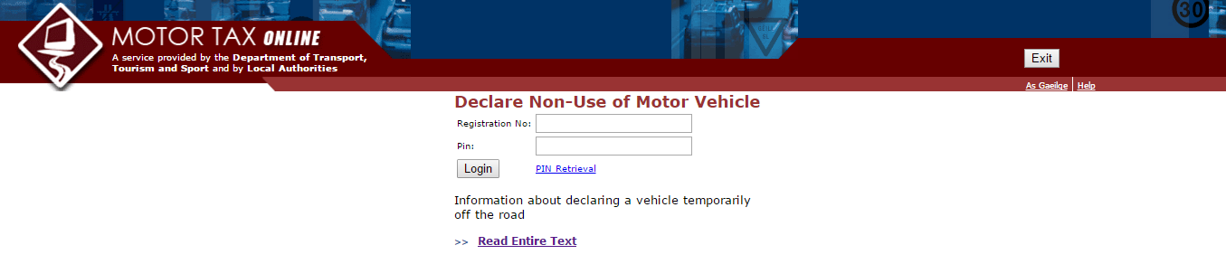 declare vehicle off the road
