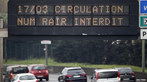 Paris ban all odd-numbered cars for 24-hours