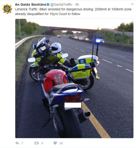 Disqualified motorcyclist caught speeding at 200 km/h