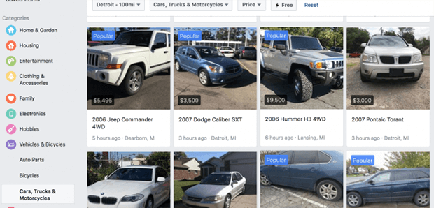 Facebook Marketplace for cars