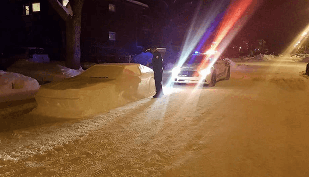 Canadian Cop Tries To Give Car Made Of Snow A Parking Ticket