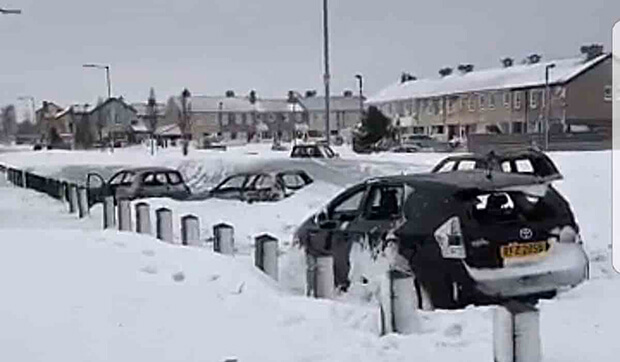 Several cars burnt out during snow time disturbances in Tallaght