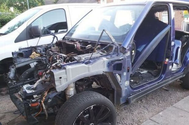 Luxury Range Rover totally stripped and abandoned on a Birmingham street 