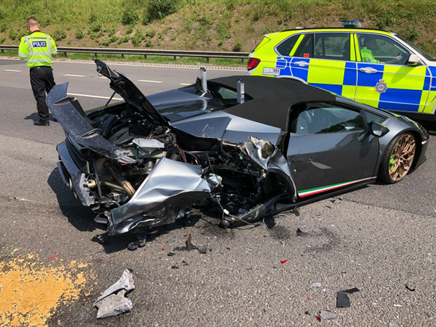 Lamborghini smashed up just minutes after leaving the showroom