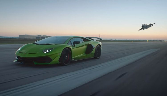 Aventador with Fighter Jet