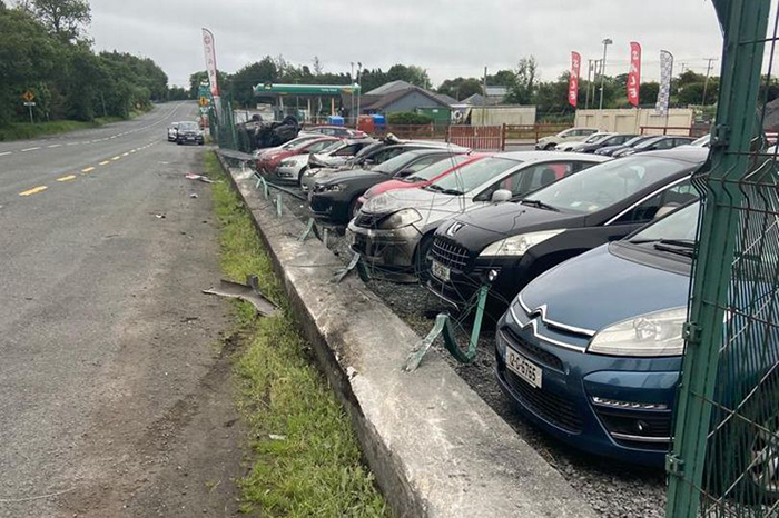17 cars badly damaged at an independent car dealership in Galway