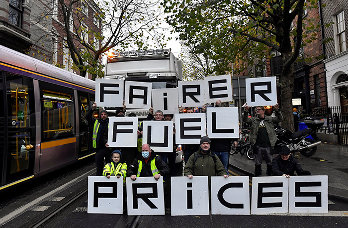 Trucker fuel price protest in Dublin